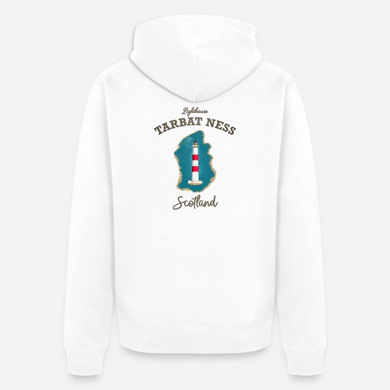 Ecosse ,Phare, Tarbat Ness, Mer du Nord - Veste à capuche bio Premium Unisexe - blanc
