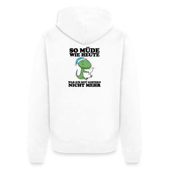 Müde Spruch lustig Schlafen Ausschlafen Faul - Unisex Premium Bio Zip Hoodie - Weiß - Hinten - Thijin (182cm)