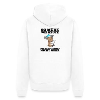 Müde Spruch lustig Schlafen Ausschlafen Faul - Unisex Premium Bio Zip Hoodie - Weiß - Hinten - Thijin (182cm)