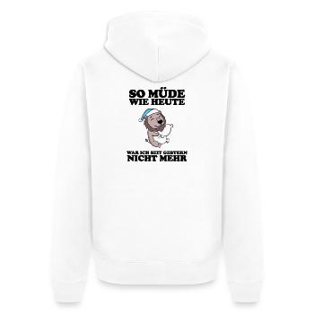 Müde Spruch lustig Schlafen Ausschlafen Faul - Unisex Premium Bio Zip Hoodie - Weiß - Hinten - Thijin (182cm)