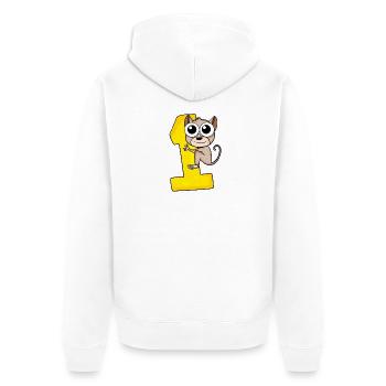 1 year old - 1 birthday with animal motif - Unisex Premium Organic Zip Hoodie - white - Back - Thijin (182cm)