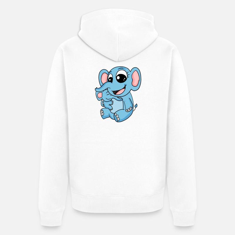 Famille - Eléphant avec bébé éléphant - Veste à capuche bio Premium Unisexe - blanc