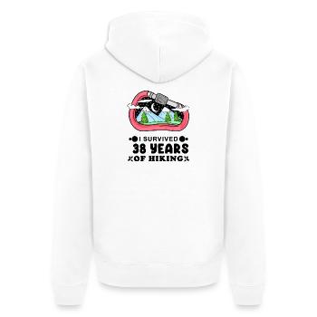 38. Geburtstag Wanderer 38 Jahre alt Berg Wandern - Unisex Premium Bio Zip Hoodie - Weiß - Hinten - Thijin (182cm)