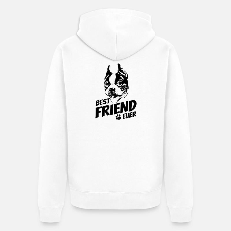 Boston Terrier - bester Freund - Hundebesitzer - Unisex Premium Bio Zip Hoodie - Weiß