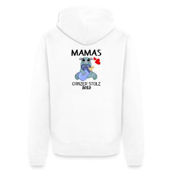 Baby 2023 - Geburt Schwanger 2023 - Unisex Premium Bio Zip Hoodie - Weiß - Hinten - Thijin (182cm)