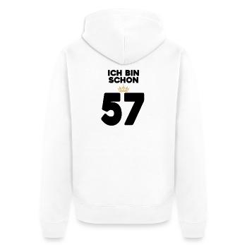 57. Geburtstag Geschenk - 57 Jahre mit Krone - Unisex Premium Bio Zip Hoodie - Weiß - Hinten - Thijin (182cm)