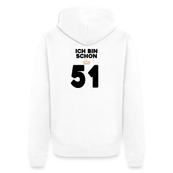 51. Geburtstag Geschenk - 51 Jahre mit Krone - Unisex Premium Bio Zip Hoodie - Weiß - Hinten - Thijin (182cm)