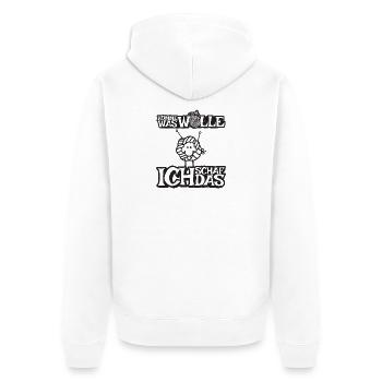 Komme was Wolle ich Schaf das - Unisex Premium Bio Zip Hoodie - Weiß - Hinten - Thijin (182cm)