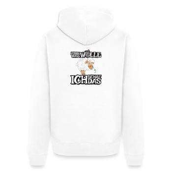 Komme was Wolle ich Schaf das - Unisex Premium Bio Zip Hoodie - Weiß - Hinten - Thijin (182cm)