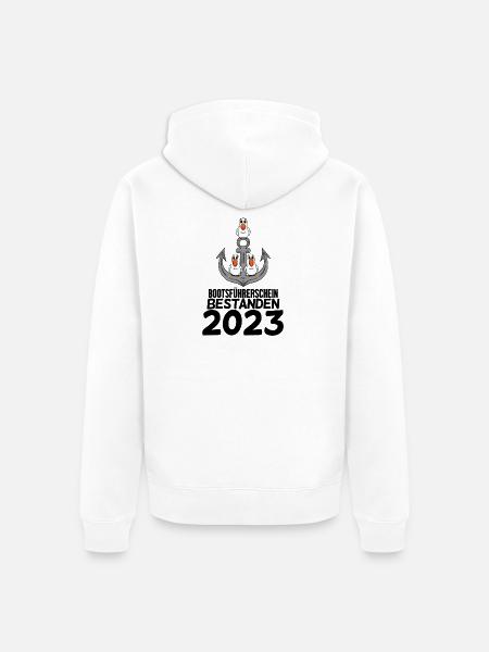 Bootsführerschein 2023 Motorboot Geschenk - Unisex Premium Bio Zip Hoodie - Weiß