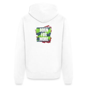 Born For More Farbexplosion - Unisex Premium Bio Zip Hoodie - Weiß - Hinten - Thijin (182cm)
