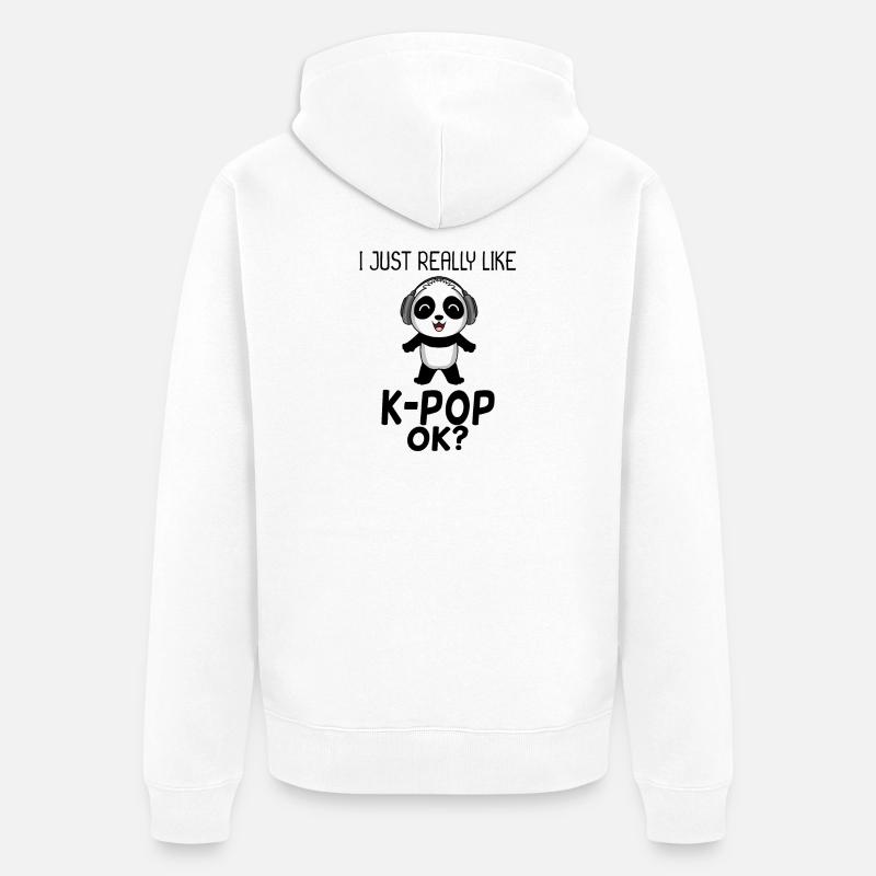 k Pop Dire Panda - Veste à capuche bio Premium Unisexe - blanc