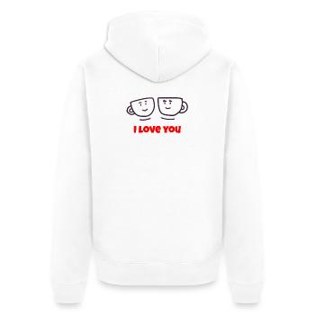 Valentinstag, Valentinstag, Valentinstag - Unisex Premium Bio Zip Hoodie - Weiß - Hinten - Thijin (182cm)