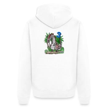 3 Jahre alt - 3. Geburtstag mit Tier Motiv - Unisex Premium Bio Zip Hoodie - Weiß - Hinten - Thijin (182cm)