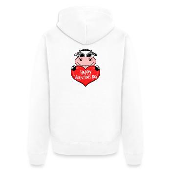 Valentinstag Herz Kuh - Unisex Premium Bio Zip Hoodie - Weiß - Hinten - Thijin (182cm)
