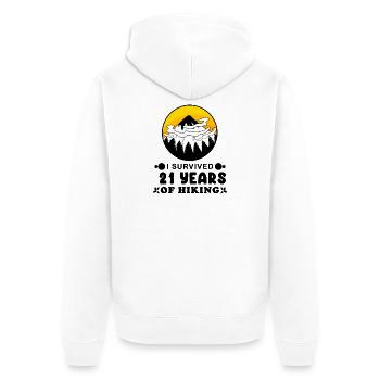 21. Geburtstag Wanderer 21 Jahre alt Gipfel Berge - Unisex Premium Bio Zip Hoodie - Weiß - Hinten - Thijin (182cm)