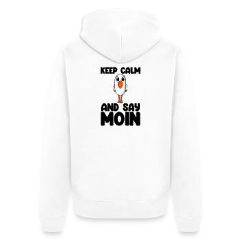 Nordsee Plattdeutsch Spruch Moin Möwe - Unisex Premium Bio Zip Hoodie - Weiß - Hinten - Thijin (182cm)