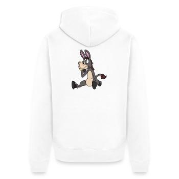 Sitzender Esel - Unisex Premium Bio Zip Hoodie - Weiß - Hinten - Thijin (182cm)