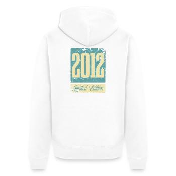 2012 Anniversaire de naissance Année de naissance - Veste à capuche bio Premium Unisexe - blanc - Dos - Thijin (182cm)