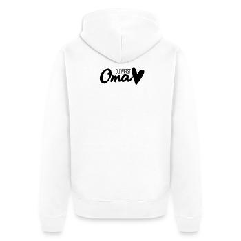 Oma Geschenk - Du wirst Oma - werdende Oma - Unisex Premium Bio Zip Hoodie - Weiß - Hinten - Thijin (182cm)