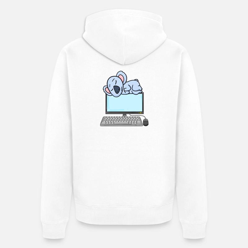 Koala Computer Nerd Programmierer Geschenk - Unisex Premium Bio Zip Hoodie - Weiß