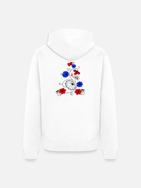 Flower vine with butterfly - Unisex Premium Organic Zip Hoodie - white
