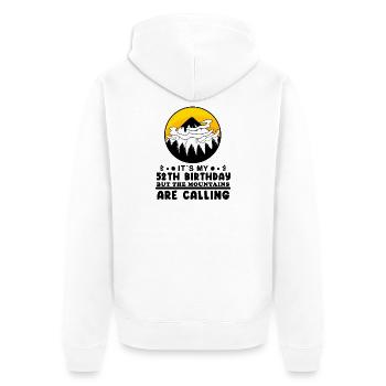 52e anniversaire Mountains Mountain Summit - 52 ans - Veste à capuche bio Premium Unisexe - blanc - Dos - Thijin (182cm)
