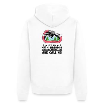 45. Geburtstag Berge 45 Jahre alt Berg Wandern - Unisex Premium Bio Zip Hoodie - Weiß - Hinten - Thijin (182cm)