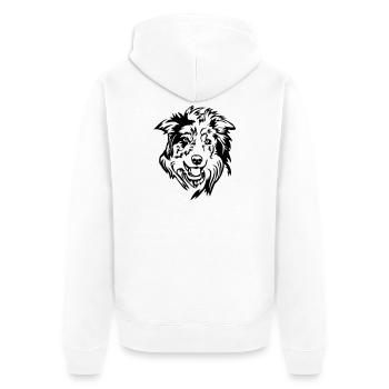 Tête de Border Collie - Veste à capuche bio Premium Unisexe - blanc - Dos - Thijin (182cm)
