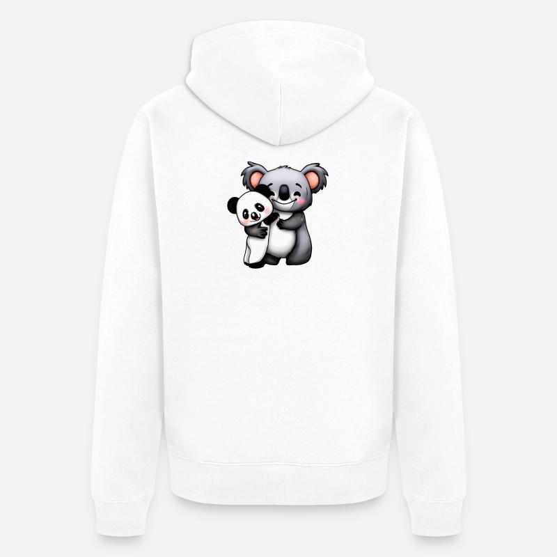 simpatico orso koala e orso panda squeeze e - Felpa con cappuccio ecologica premium unisex - bianco