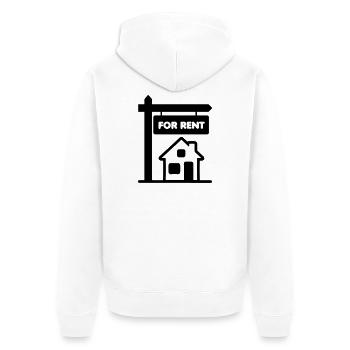 Transparentes Schild zur Miete - Unisex Premium Bio Zip Hoodie - Weiß - Hinten - Thijin (182cm)