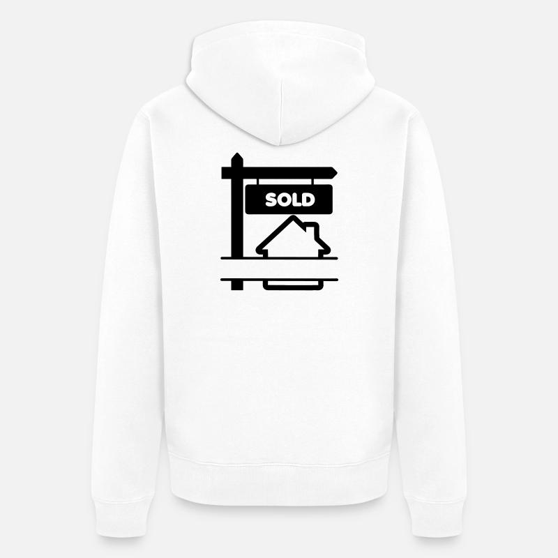 Panneau de logo transparent avec vendu - Veste à capuche bio Premium Unisexe - blanc