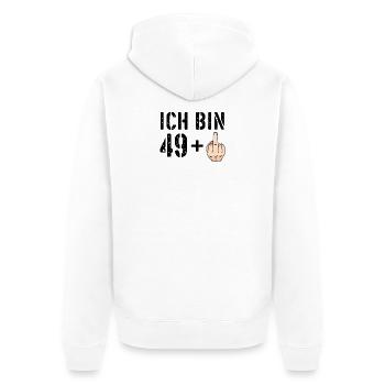 Ich bin 49 plus eins + 1 - 50. Geburtstag - Ü50 - Unisex Premium Bio Zip Hoodie - Weiß - Hinten - Thijin (182cm)