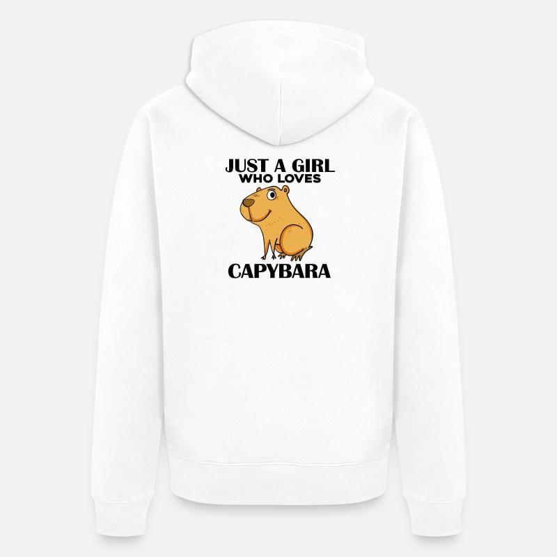 Capybara Mädchen Spruch - Unisex Premium Bio Zip Hoodie - Weiß