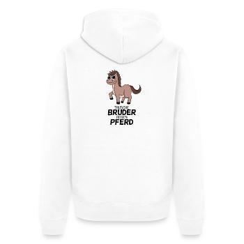 Tausche Bruder gegen Pferd - Unisex Premium Bio Zip Hoodie - Weiß - Hinten - Thijin (182cm)