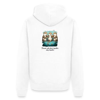 Friends who float together stay together - Unisex Premium Bio Zip Hoodie - Weiß - Hinten - Thijin (182cm)