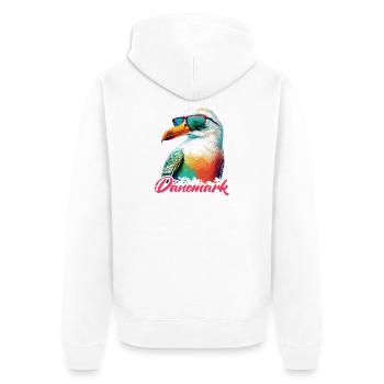 Denmark holiday cool colorful seagull with sunglasses - Unisex Premium Organic Zip Hoodie - white - Back - Thijin (182cm)