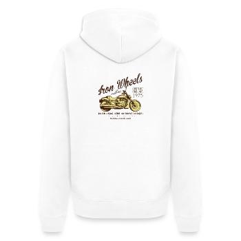 Iron Wheels Vintage Motorbike 1975 - Unisex Premium Organic Zip Hoodie - white - Back - Thijin (182cm)
