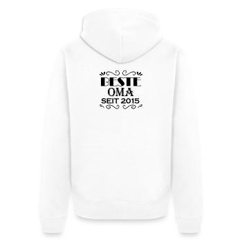 Beste Oma seit 2015 - Oma Geschenk - Unisex Premium Bio Zip Hoodie - Weiß - Hinten - Thijin (182cm)