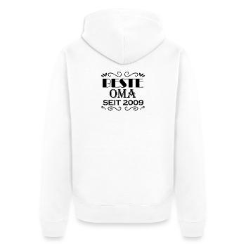 Beste Oma seit 2009 - Oma Geschenk - Unisex Premium Bio Zip Hoodie - Weiß - Hinten - Thijin (182cm)
