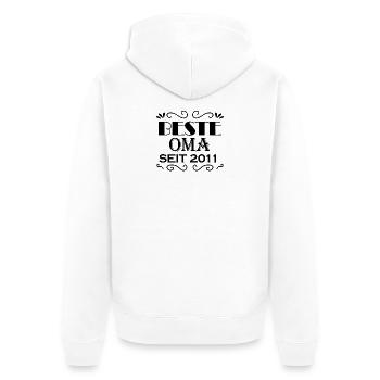Beste Oma seit 2011 - Oma Geschenk - Unisex Premium Bio Zip Hoodie - Weiß - Hinten - Thijin (182cm)