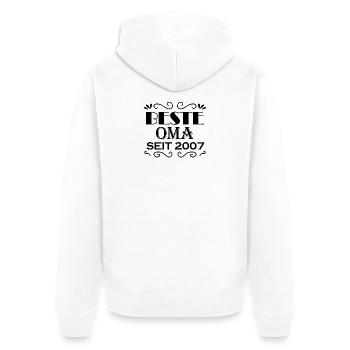 Beste Oma seit 2007 - Oma Geschenk - Unisex Premium Bio Zip Hoodie - Weiß - Hinten - Thijin (182cm)