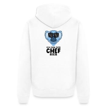 Cooler Koalabär Chef Spruch - Unisex Premium Bio Zip Hoodie - Weiß - Hinten - Thijin (182cm)