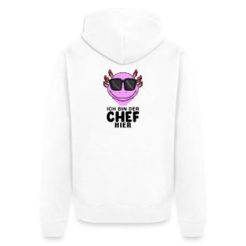 cooler Axolotl Chef Spruch - Unisex Premium Bio Zip Hoodie - Weiß - Hinten - Thijin (182cm)