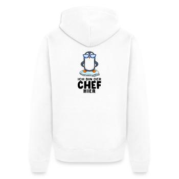 cooler Pinguin Chef Spruch - Unisex Premium Bio Zip Hoodie - Weiß - Hinten - Thijin (182cm)