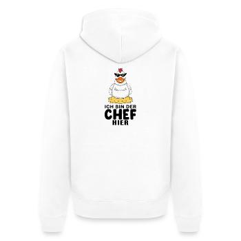cooles Huhn Chef Spruch - Unisex Premium Bio Zip Hoodie - Weiß - Hinten - Thijin (182cm)