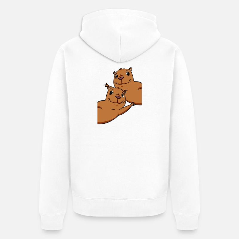 Capybara Wasserschwein - Veste à capuche bio Premium Unisexe - blanc