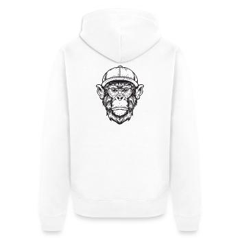 Funky Affe - Unisex Premium Bio Zip Hoodie - Weiß - Hinten - Thijin (182cm)