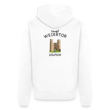Zülpich, Weiertor, Voreifel - Unisex Premium Bio Zip Hoodie - Weiß - Hinten - Thijin (182cm)
