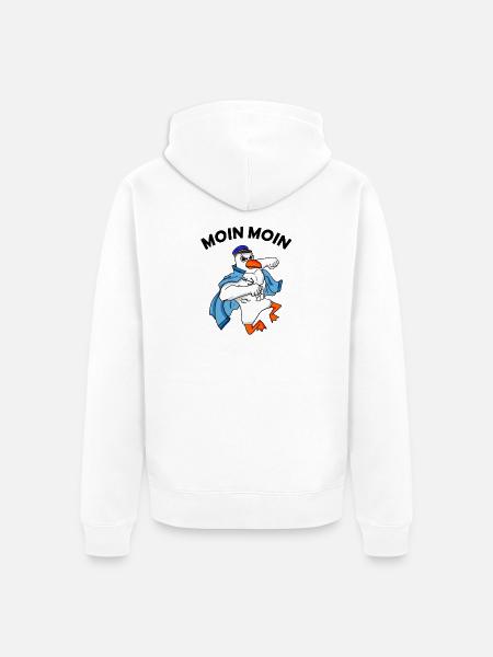 Moin Möwe Nordsee Kapitän - Unisex Premium Bio Zip Hoodie - Weiß